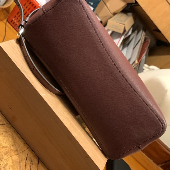 KATE SPADE HARPER CHERRY RED BURGUNDY LEATHER SATCHEL PURSE CROSSBODY STRAP - Picture 8 of 16